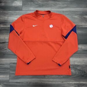 Nike DriFit Clemson Tigers Football 1/4 Zip Jacket Mens Medium On Field Orange